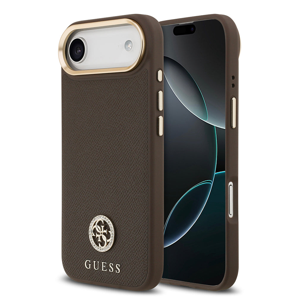 iPhone 17 Air Kılıf Guess Orjinal Lisanslı M-safe Şarj Özellikli Grained Yazı ve Taşlı 4G Logolu Kılıf iPhone 17 Air Kılıf Guess Orjinal Lisanslı M-safe Şarj Özellikli Grained Yazı ve Taşlı 4G Logolu Kılıf